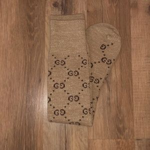 Gucci Mens Socks Brown Metallic Gold